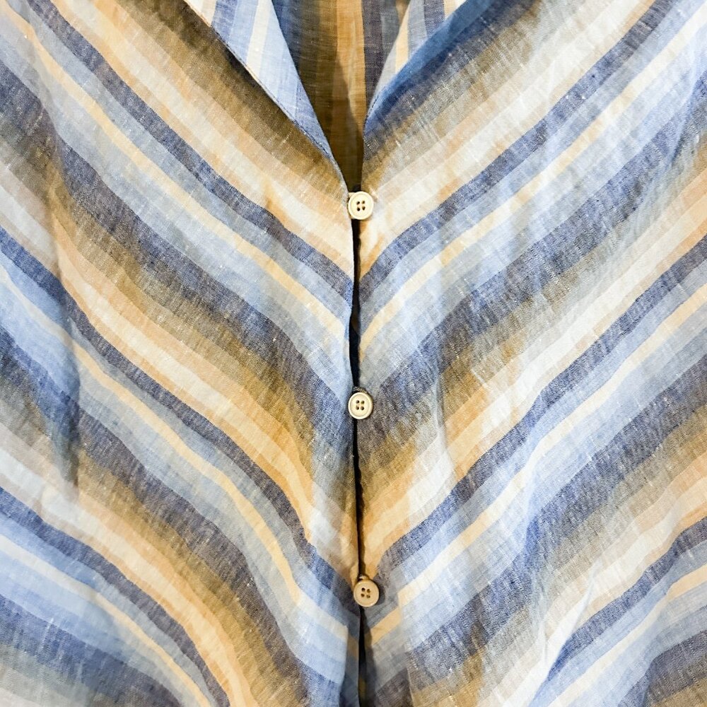 LAFAYETTE‎ 148 100% Linen Stripped Sleeveless Button Up Tie Front Shirt - Picture 5 of 6